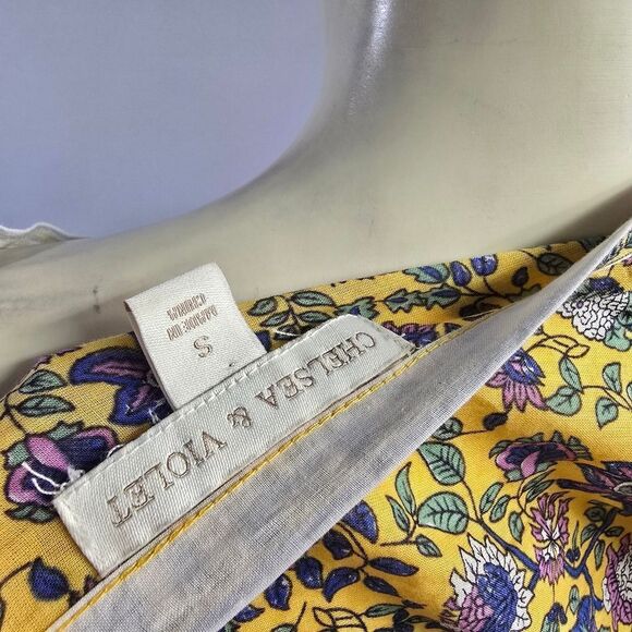 Chelsea & Violet Small Yellow Flutter Sleeve Tie Front Blouse R5 - Picture 4 of 4